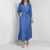 Vestido Verano 2025 Nuevo con Cuello Camisero, Estilo Diosa Fan, Manga Larga y Falda Media Longitudinal - details 10