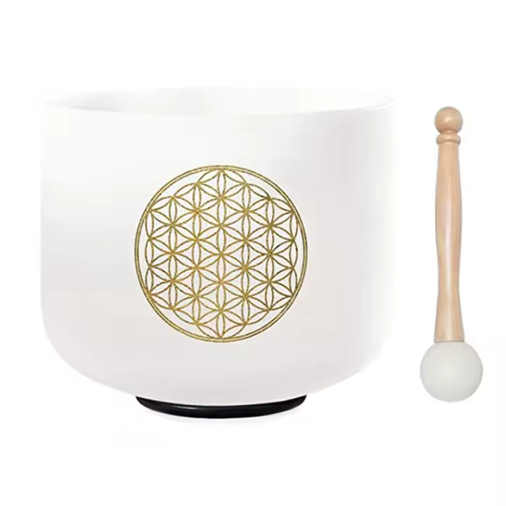 Bowl de Canto de Cristal de la Flor de la Vida de 8 Pulgadas Altura de 528HZ para Meditación, Baño de Sonidos, Sanación de Chakras - 1