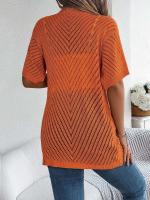 Cárdigans de punto de manga corta de color sólido casual para mujer - details 27