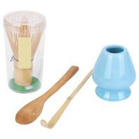 Juego de batidor de bambú de 4 piezas, cuchara de té, batidor de 100 puntas (Chasen), cuchara tradicional (Chashaku), cuchara de té, batidor azul - details 0