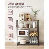 Estantería de Cocina con 2 Cestas de Malla Metálica, Estantería para Microondas, con Estantes y Ganchos, 35 x 80 x 95 cm, Estilo Industrial, Marrón Rústico y Negro - details 11