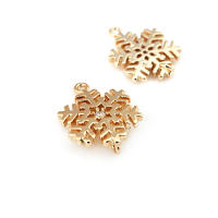 Abalorios de latón y circonita de Color dorado de 18K con 2 agujeros, abalorios de conexión de copos de nieve y flores, accesorios para pendientes para hacer joyas Diy de alta calidad - details 37