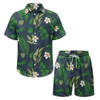 Impresión a pedido del conjunto informal de verano con estampado de bandera estadounidense, pantalones de solapa, camisa de cuello cubano de moda, pantalones cortos de playa - details 2
