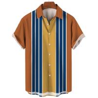 Camisa de botones a rayas a la moda para hombre, ropa de calle informal de negocios de manga corta de gran tamaño de verano - details 5