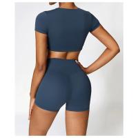 Top de Yoga de manga corta para mujer, Sujetador deportivo de alta elasticidad, ropa deportiva para gimnasio y Fitness - details 10