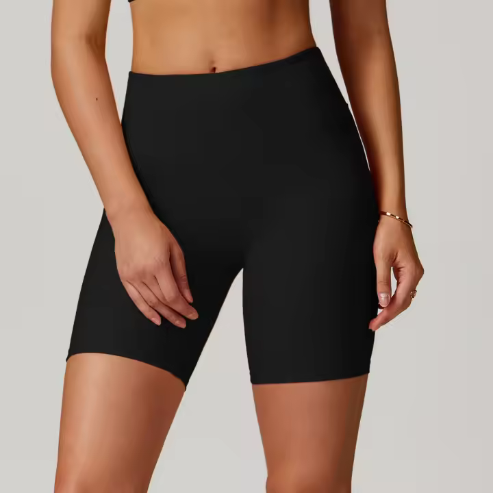 Pantalones cortos deportivos de cintura alta para Fitness, pantalones cortos de Yoga, ajustados, transpirables, de cinco botones - 1
