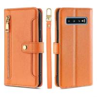 Funda de teléfono de cuero magnética multifuncional para Galaxy S10, funda protectora con cremallera, 4G, de moda - details 9