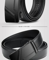 Cinturón de cuero PU negro con hebilla automática para hombre, alta calidad, 105, 150, 140, 130, 160, 170cm, talla grande - details 1
