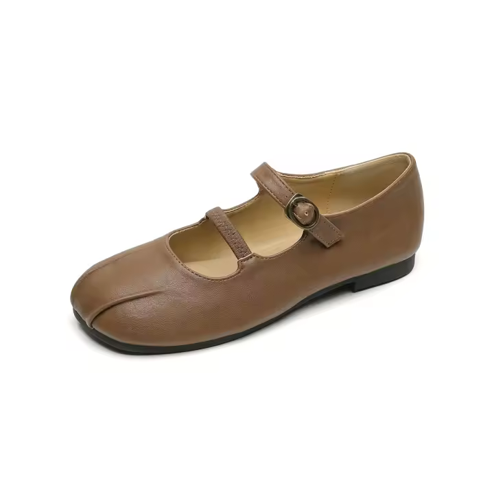 Zapatos Mary Jane franceses de fondo plano con poco profundo, zapatos de mujer de primavera con suela suave, zapatos de ballet. - 1