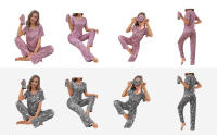 Conjunto de pijama de mujer con pantalones de manga corta, ropa de dormir con cinturilla en 5 colores - details 5