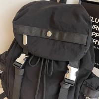 Mochila con cordón para exteriores de estilo coreano, mochila deportiva de nailon de viaje de Color sólido, bolso de hombro impermeable para senderismo de gran capacidad - details 6