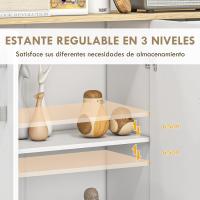 Moderno Estante de Almacenamiento para Sala de Estar Cocina con 2 Cajones, 2 Armarios y Estantes Ajustables para Dormitorio, Comedor 90x30x75,5 cm Blanco y Natural - details 4