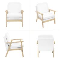 Sillón de lino, sillón individual, sofá de madera, silla de lectura de relajación, cojín trasero de asiento grueso para sala de estar y dormitorio - details 7