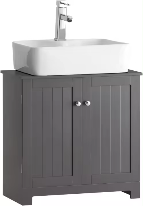 Armario de Baño de Suelo con 1 Estante y 2 Puertas 60 x 30 x 60 cm Ideal para Debajo del Lavabo - 1