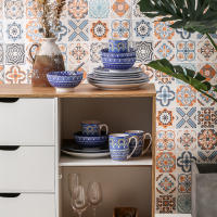 VANCASSO 16 piezas vajilla de porcelana azul con estampado de Mandala Para 4 Personas - details 12