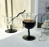 Copa de cristal vintage estilo Ins, copas de vino tinto con cola de tallo inferior negro, copas de Bar, 1 pieza - details 23