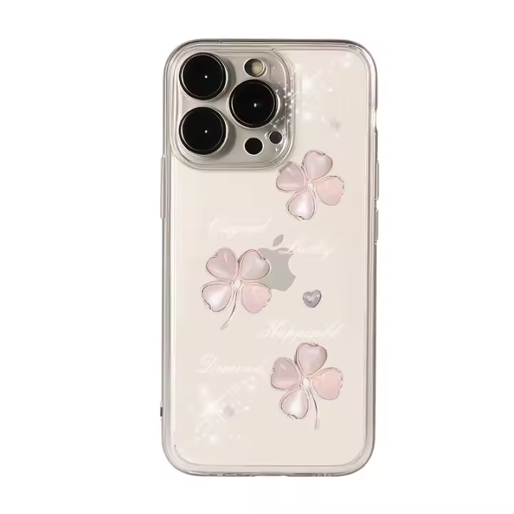 Adecuado para la nueva funda de teléfono con flores de cuatro hojas de Apple 16Promax - 1