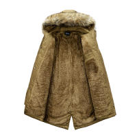 Chaqueta Parka de Vellón Cálido y Emparedada para Invierno Moda Casual con Cuello de Piel para Hombres - details 9