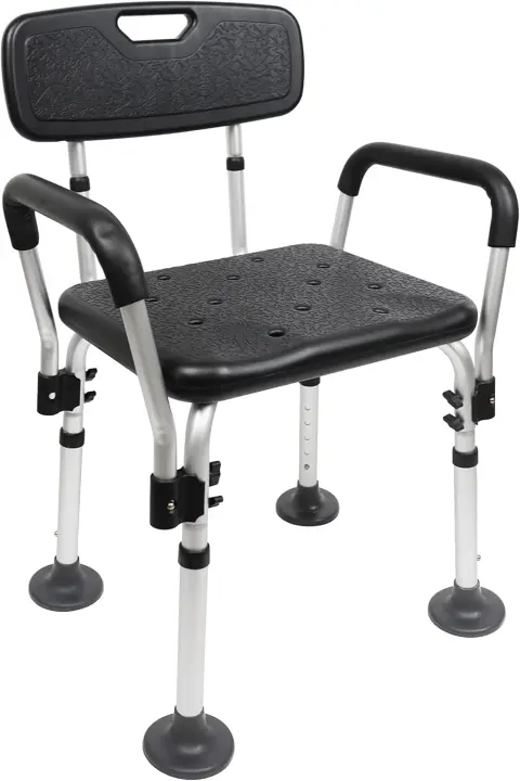 Mobilidad Silla Ducha Personas Mayores, Respaldo y Reposabrazos Extraibles, Ajustable en Altura - 1