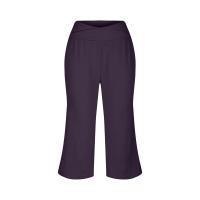 2024 primavera y verano mujeres elástico cintura alta 3/4 pantalón sólido Casual ajuste activo pantalones de pierna Capris anchos pantalones con bolsillos - details 41
