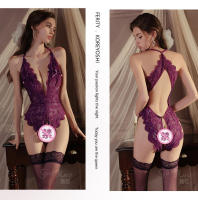Lencería sexy y elegante para mujer, conjunto de body sin entrepierna con escote profundo en V, talla grande, tentador y de corte bajo. - details 29