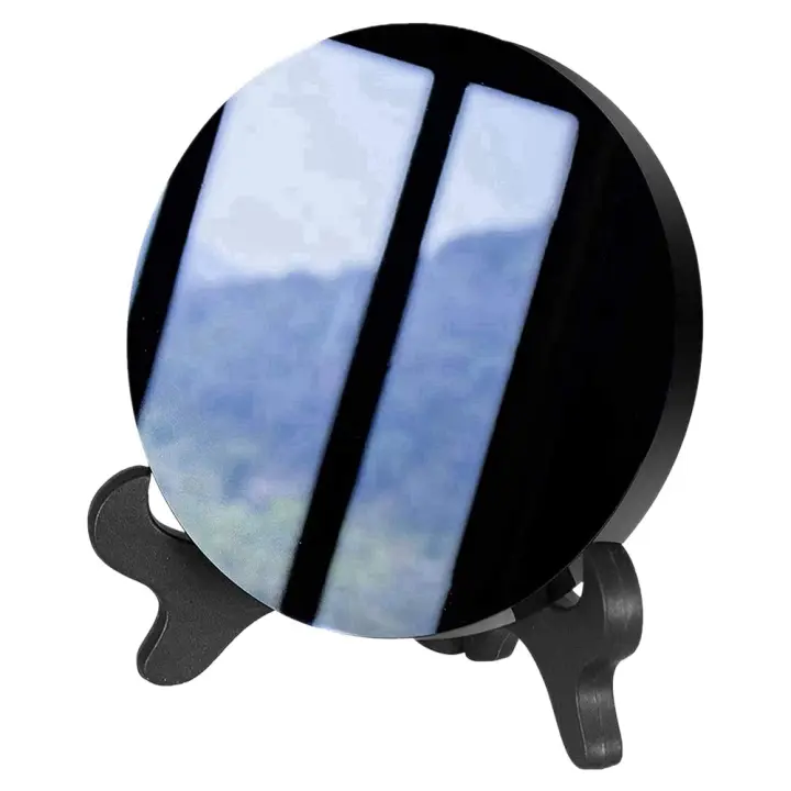Obsidiana con soporte Feng Shui, cristal Natural liso para decoración del hogar, recolección de riqueza y rectividad Qi, 80mm - 1