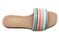 Comercio exterior Fábrica Chaozhou Tejido de fondo plano Moda de alta calidad Cabeza cuadrada Punta abierta Zapatillas de mujer - details 4