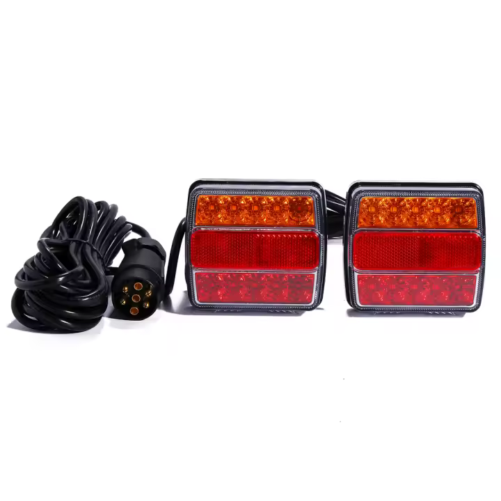 Juego de 2 luces LED traseras con imanes, luz trasera de 12 V para remolque de coche, luces traseras, juego de iluminación LED para remolque, Cable de 7 m, IP68 - 1