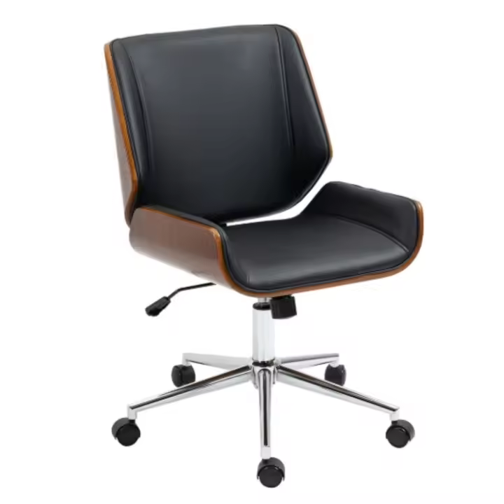 Silla de Escritorio Giratoria Ajustable de Altura Función de Inclinación Ruedas - 1