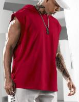 Camiseta deportiva sin mangas para hombre, Jersey informal con capucha de Color sólido, chaleco holgado, novedad de 2024 - details 5