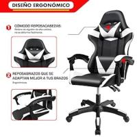 Silla de Juegos Ergonómica Reclinable con Almohada Lumbar y Cervical Altura Ajustable, Reposabrazos Acolchados, Ruedas 360° Ideal para Oficina, Escritorio, Teletrabajo, Estudio, Juego, Ordenador - details 5