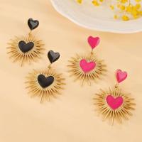 Pendientes colgantes de esmalte de Metal para mujer, corazón de amor geométrico, novedad de 2024, joyería de fiesta moderna - details 6