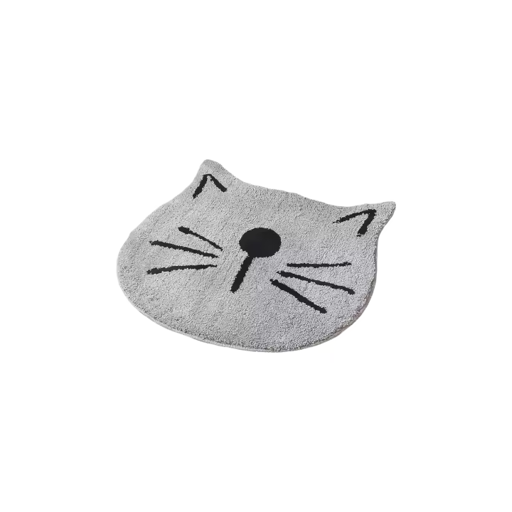 Alfombra de Baño de Cara de Gato Antideslizante, Lavable en Máquina, Alfombra de Estar para el Hogar 24x24 Pulgadas (Gris) - 1