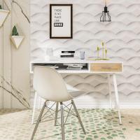 Escritorio, 110x50cm, Mesa de Ordenador, Mesa de Oficina, Mesa de Trabajo, con 1 Cajón y 1 Compartimento Abierto, Estructura de Acero, Madera, Blanco - details 5