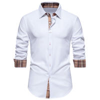 Camisa de Hombre a Cuadros Moda con Bloque de Colores para Primavera Arrivo Nuevo Manga Larga Casual para Fiesta Negocios Social - details 7