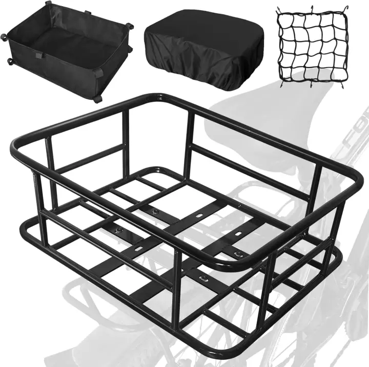 Cesta trasera para bicicleta de alta resistencia con red de carga - 1