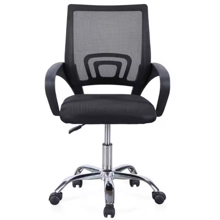Silla giratoria delgada negra para dormitorio de oficina moderna - 1