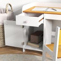 2 Piezas Pupitre Infantil Escritorio para Niños Incluye Silla y con Cajón y para Dormitorio Sala Blanco y Natural - details 8