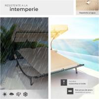 Tumbona Doble de Jardín, Tumbona de Playa con Sombrilla Plegable, Tumbona de Piscina para Dos, Tumbona de Jardín Exterior con 2 Ruedas y Cojines, Fácil Montaje, Interior y Exterior - Negro/Negro - details 14