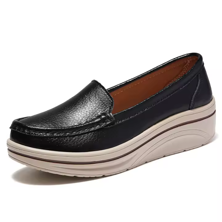 Mocasines sin cordones para mujer a la moda, zapatillas de deporte con plataforma, mocasines informales cómodos con plataforma de cuña - 1