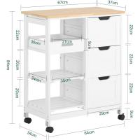 Carro de Almacenamiento Mueble Auxiliar Cocina Carrito de Servir con 3 Cajones 2 Estantes y 1 Bandeja Extraíble Negro - details 19