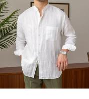 Camisa de Lino para Hombre Verano 2025 Cuello Henley Elegante Manga Larga Transpirable - details 32