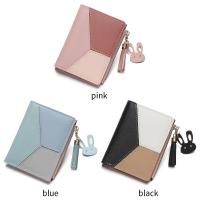 Bolso de cuero PU para mujer, monedero moderno, tarjetero, billetera corta, monedero con cremallera, carteras con paneles de retazos - details 5