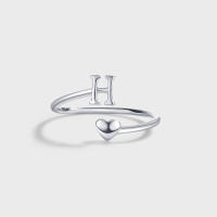 Anillos de Letras para mujer, Plata de Ley 925, A-Z, Iniciales apilables de Nombre, Anillo Abierto con Talla Ajustable - details 7