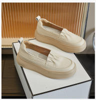Suela de espuma de cuero pequeños zapatos blancos nueva plataforma de un pedal solo zapatos de las mujeres retro versátil mocasines - details 20
