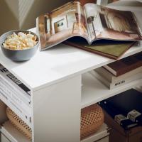 Mesa Auxiliar con 2 Estantes Consola Mesita de Noche con Ruedas Mesa Blanca Mesita 70 x 35 x 60 cm FBT34-W ES - details 7