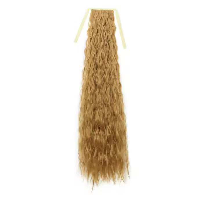 Peluca de cola de caballo afro rizada permanente de maíz, extensión de cola de caballo, cola de caballo larga ondulada y rizada ombre, postizo de cola de caballo natural esponjoso para mujeres - 1