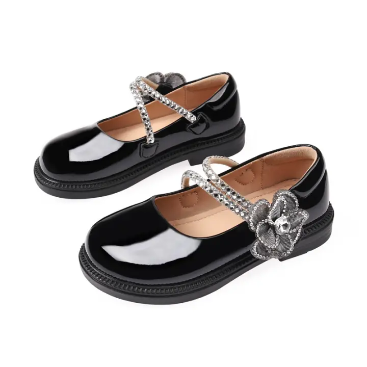 Nuevos zapatos negros de princesa para niña pequeña para niños, zapatos escolares de rendimiento para estudiantes de secundaria. - 1
