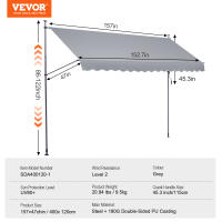 VEVOR-toldo retráctil para Patio, refugio de sombrilla con mango de manivela Manual, cubierta de sombrilla para Patio al aire libre - details 10