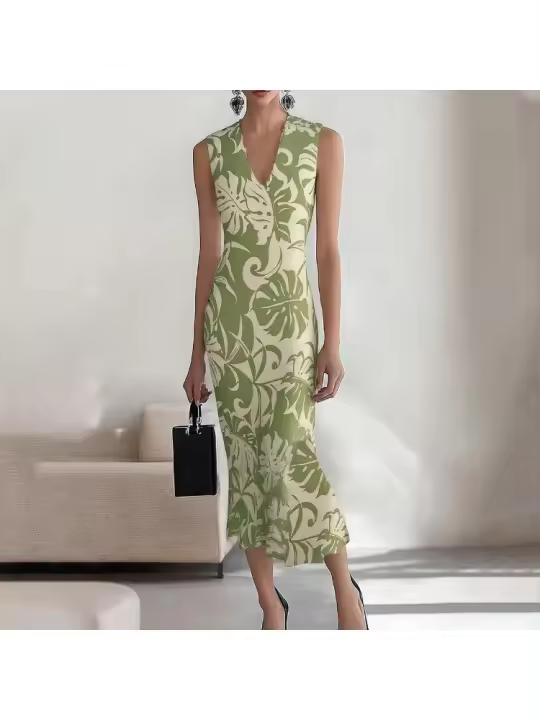 Vestido Largo Elegante Impreso 2025 para Fiesta de Vacaciones en el Lugar de Trabajo. - 1